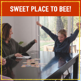 Grandpa Beck's The Bears and The Bees family game night setup with cards