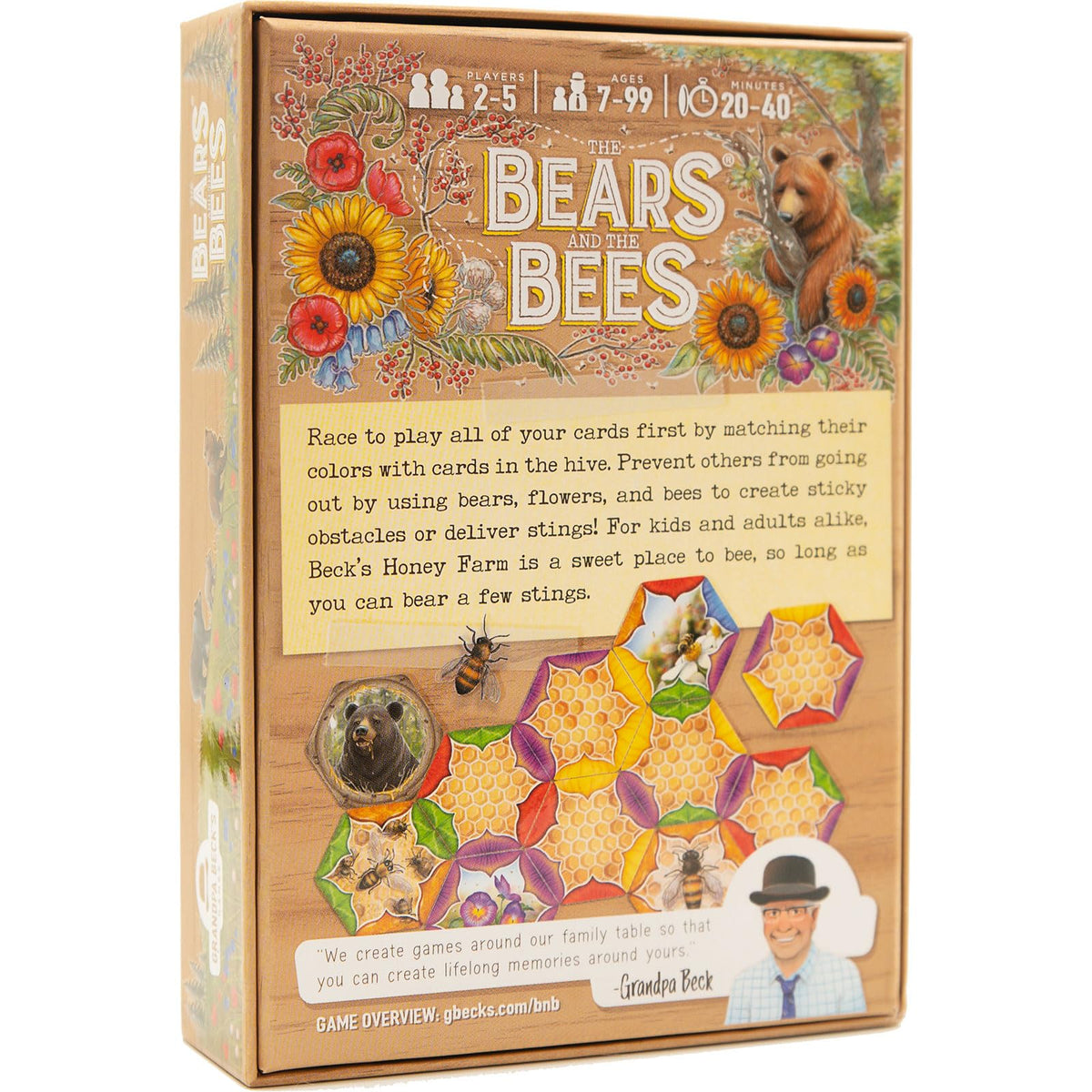 Grandpa Beck's The Bears and The Bees honeycomb and bee cards in close-up