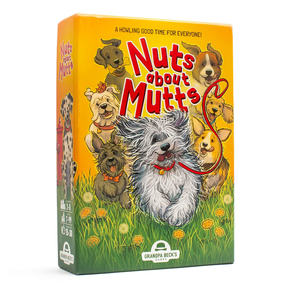 Grandpa Beck's Nuts About Mutts cards spread with colorful dog art for lively play