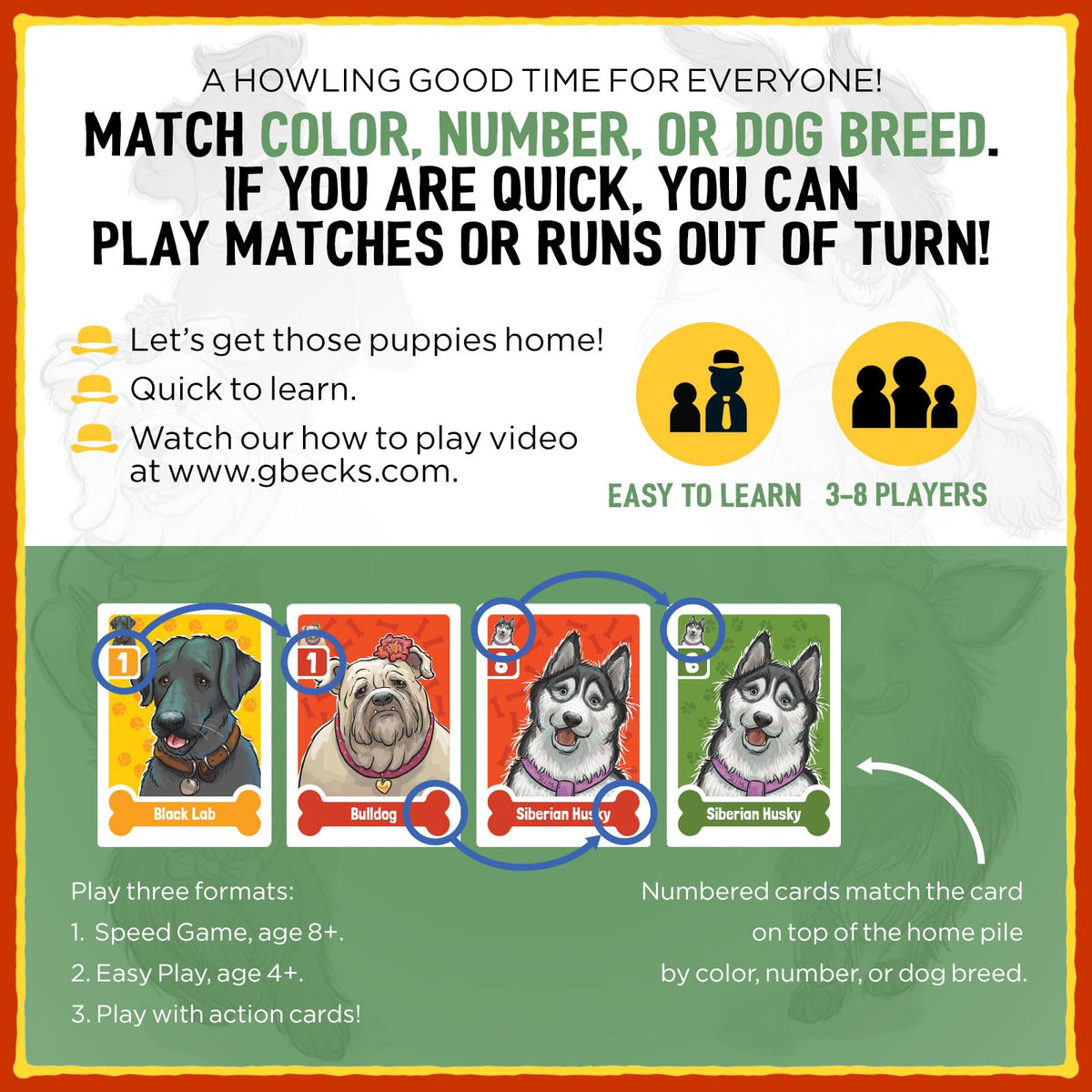 Pedigree card detail highlights breed themes in Nuts About Mutts