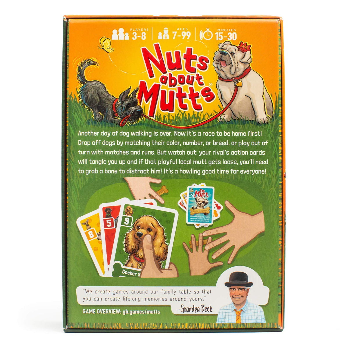 Grandpa Beck's Nuts About Mutts players hold cards for fast-paced rounds