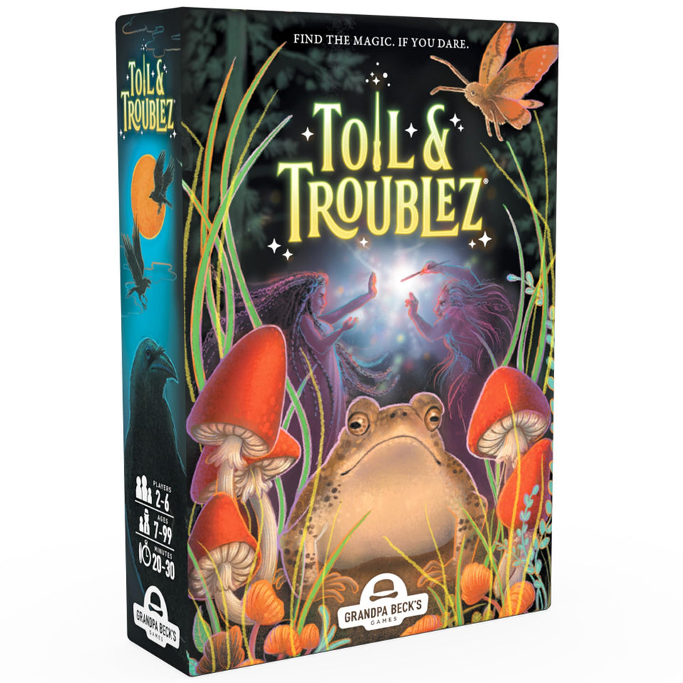 Grandpa Beck's Toil & Troublez box front ready for family game night