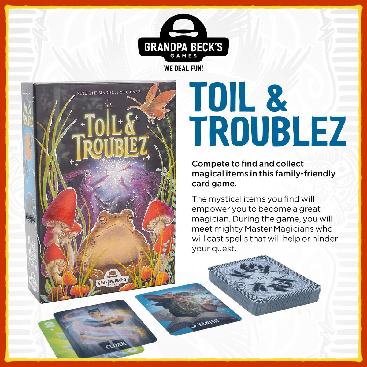 Toil & Troublez cards in play area showing tension and strategy