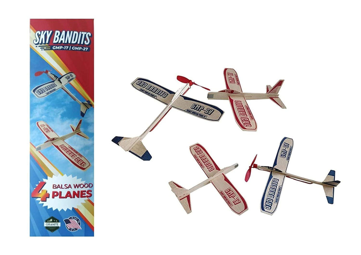 Granite Mountain Products balsa airplane kit 4-plane set showcases wooden build for outdoor play