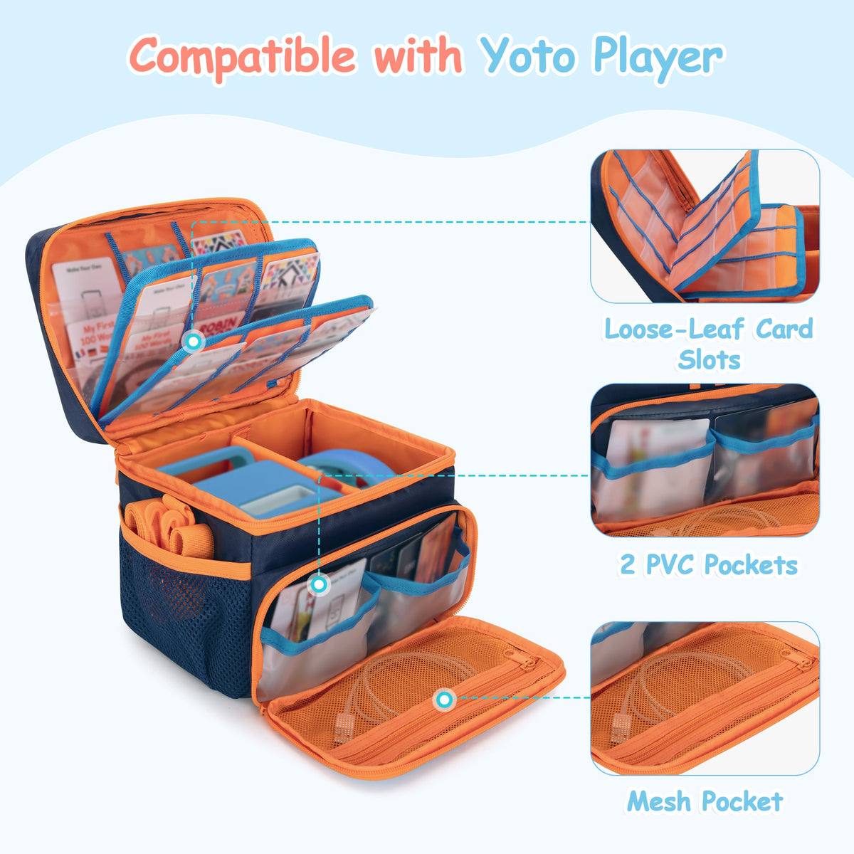 GRAOSO Yoto Case side handle demonstrates easy carry for on-the-go listening.