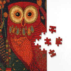 Graphinee Owl Puzzle embossed texture close-up showing premium craftsmanship