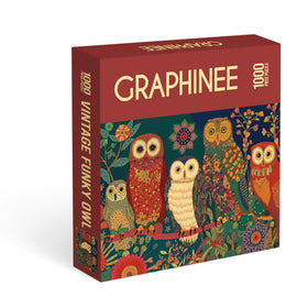 Graphinee Owl Puzzle enhances home decor with a tranquil nocturnal scene