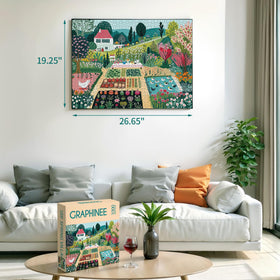 Graphinee Spring Village Life puzzle on table ready to assemble