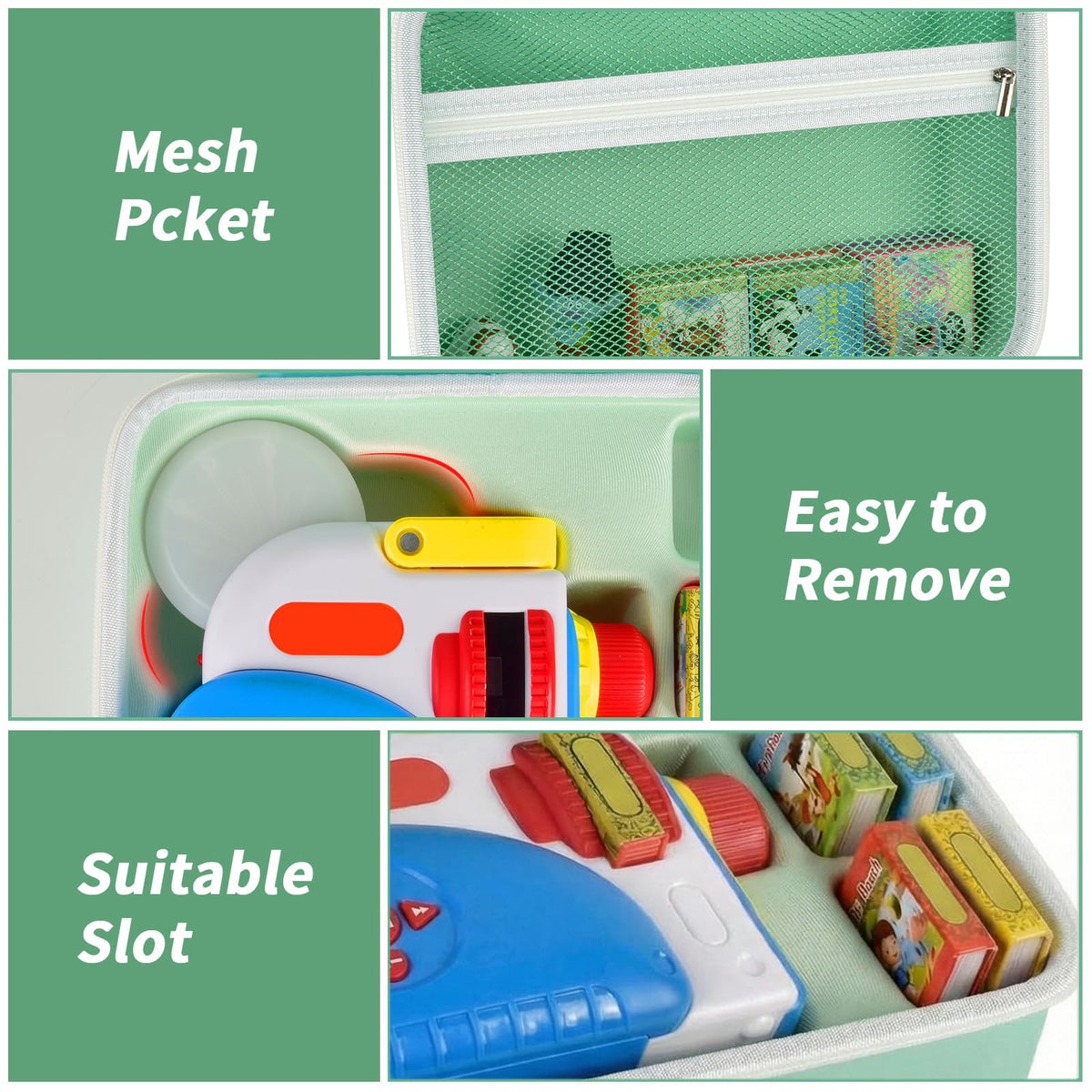 Interior grooves and mesh pocket in Grapsa case organize Dream Machine components