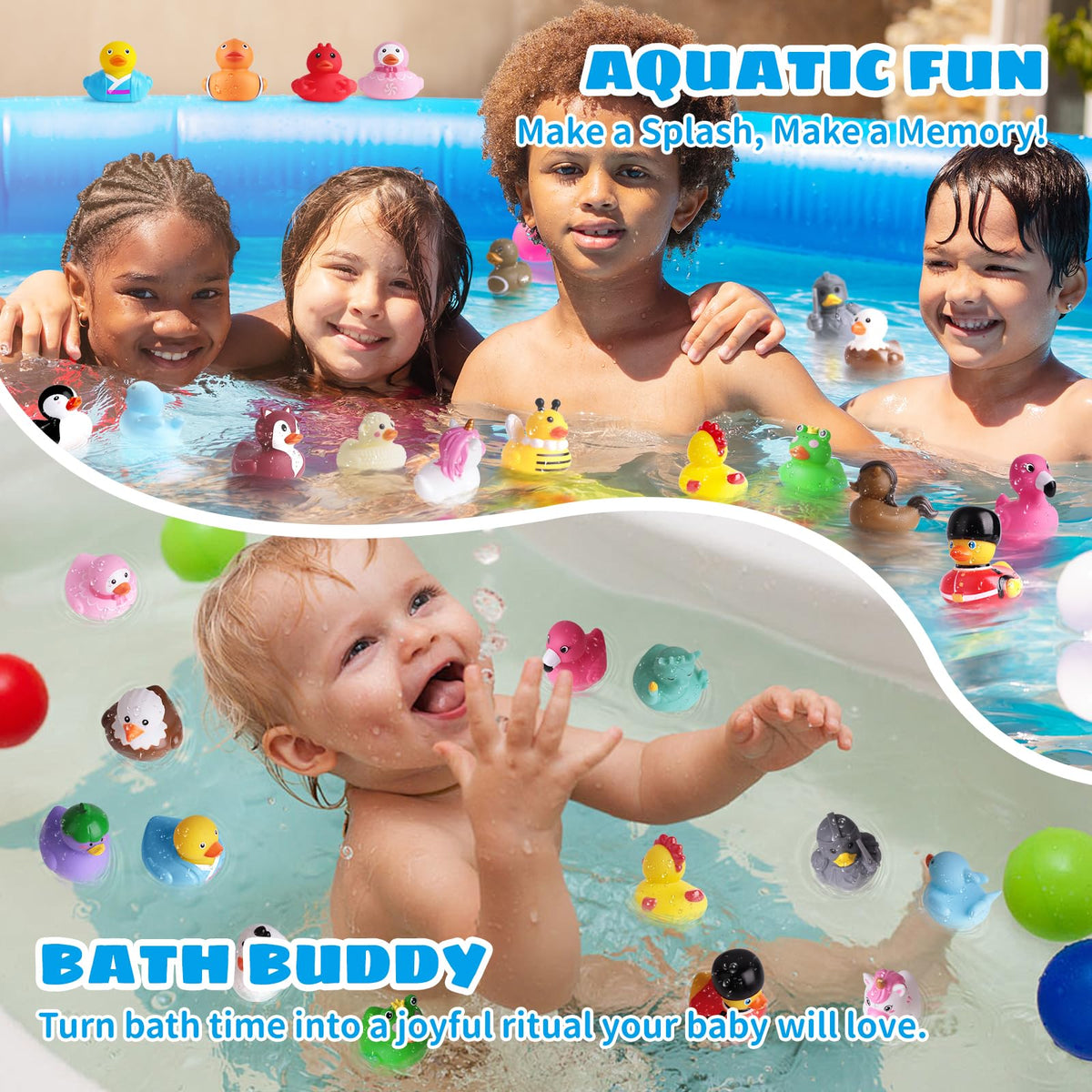 Grarain 24 Rubber Ducks colorful bath toys with vibrant hues for play.