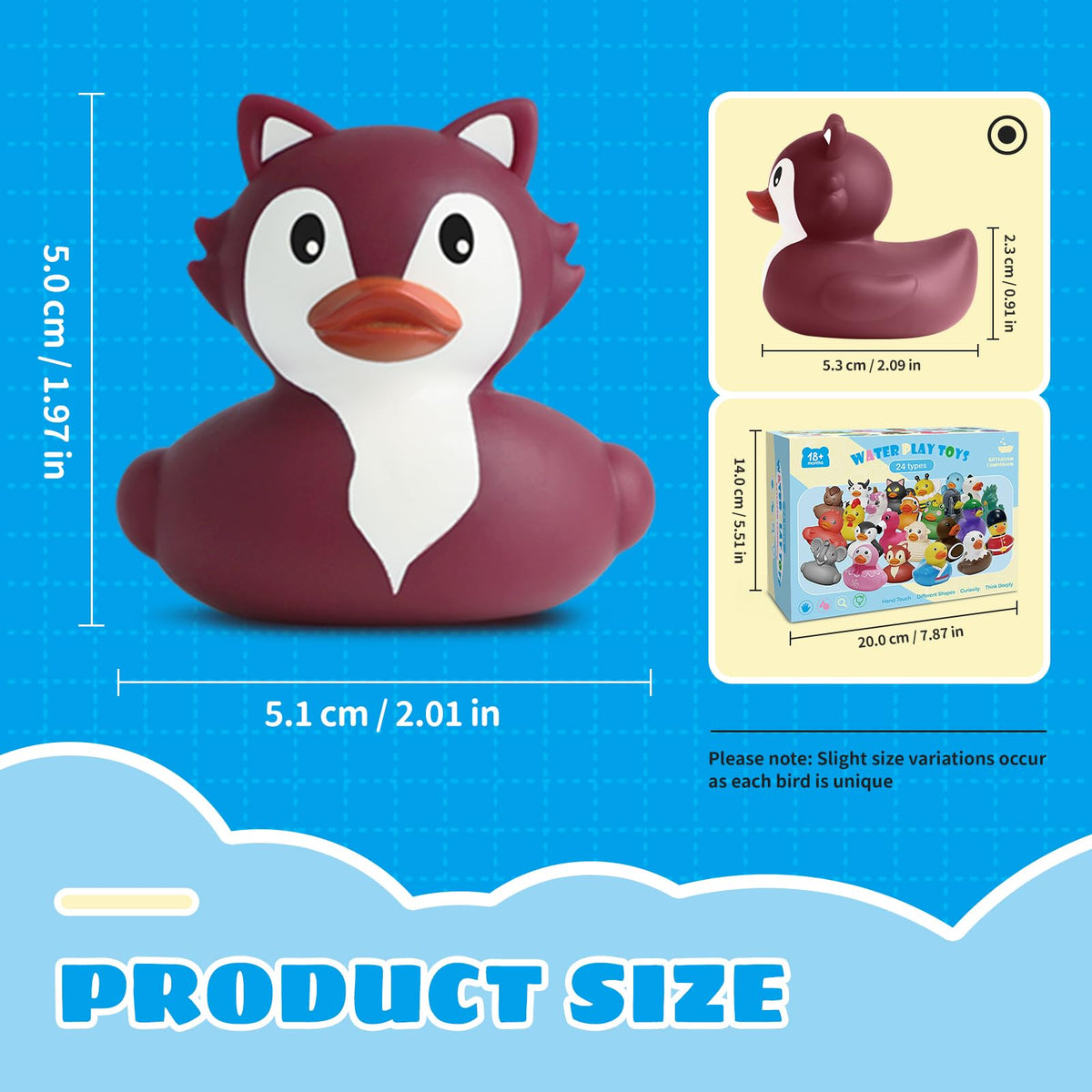 Grarain 24 Rubber Ducks no-hole design simplifies cleaning and drying.