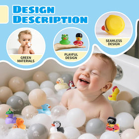 Grarain 24 Rubber Ducks soft rubber material easy to grip for toddlers.