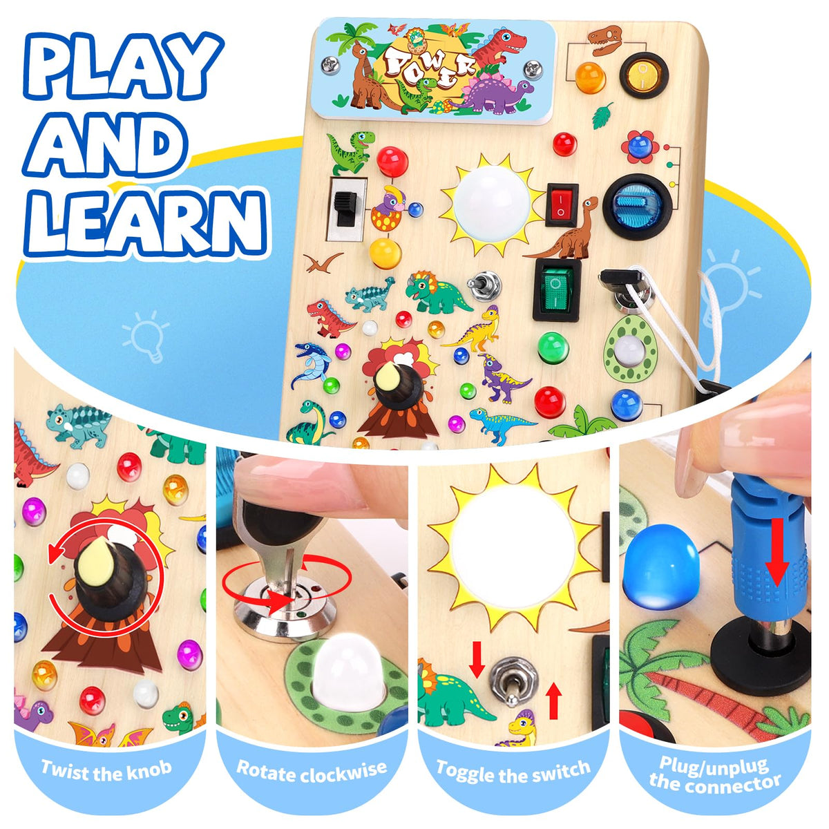 Grarain Busy Board back alpha-numeric chart enhances early math recognition and coordination.