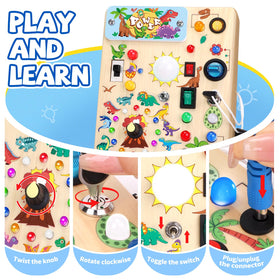 Grarain Busy Board back alpha-numeric chart enhances early math recognition and coordination.