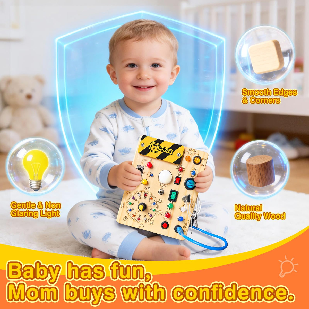 Grarain Busy Board back alpha-numeric chart supports early recognition and counting