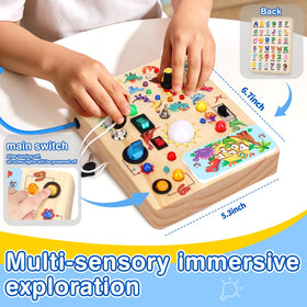 Grarain Busy Board dinosaur LED diagram sparks curiosity and fine motor play.