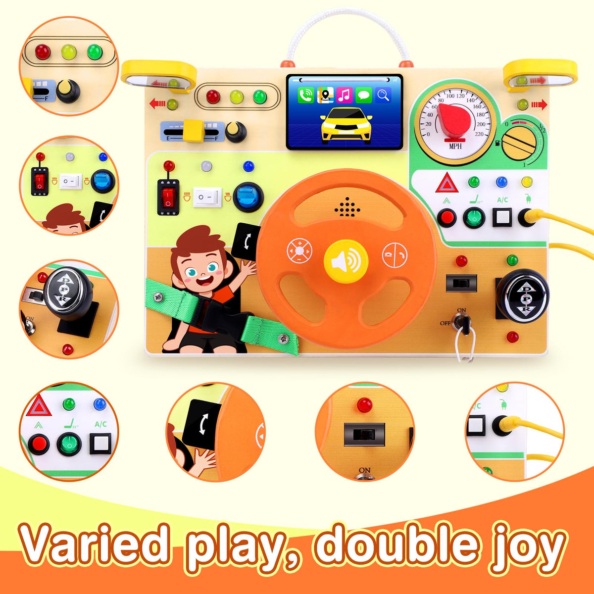 Grarain Busy Board durable wood construction with rounded edges for safe play