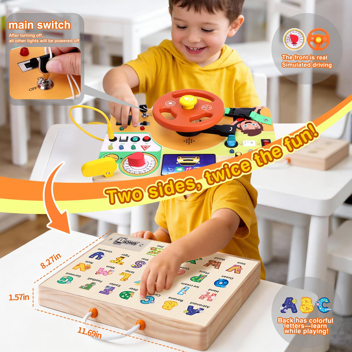 Grarain Busy Board interactive switches promote fine motor play and curiosity