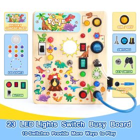 Grarain Busy Board LED lights array invites visual exploration during play sessions.