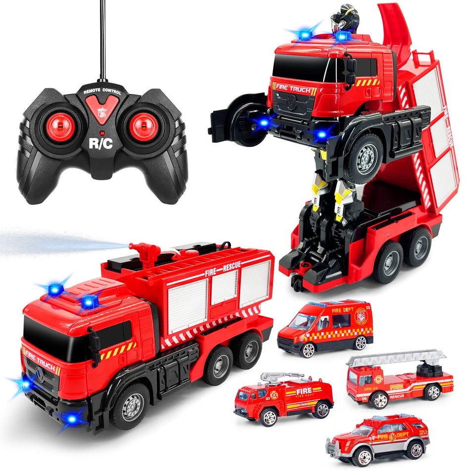 Grarain remote control fire truck with LED sounds for immersive play