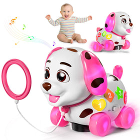 Grasili musical bilingual puppy toy with lights promotes sensory learning and engagement.