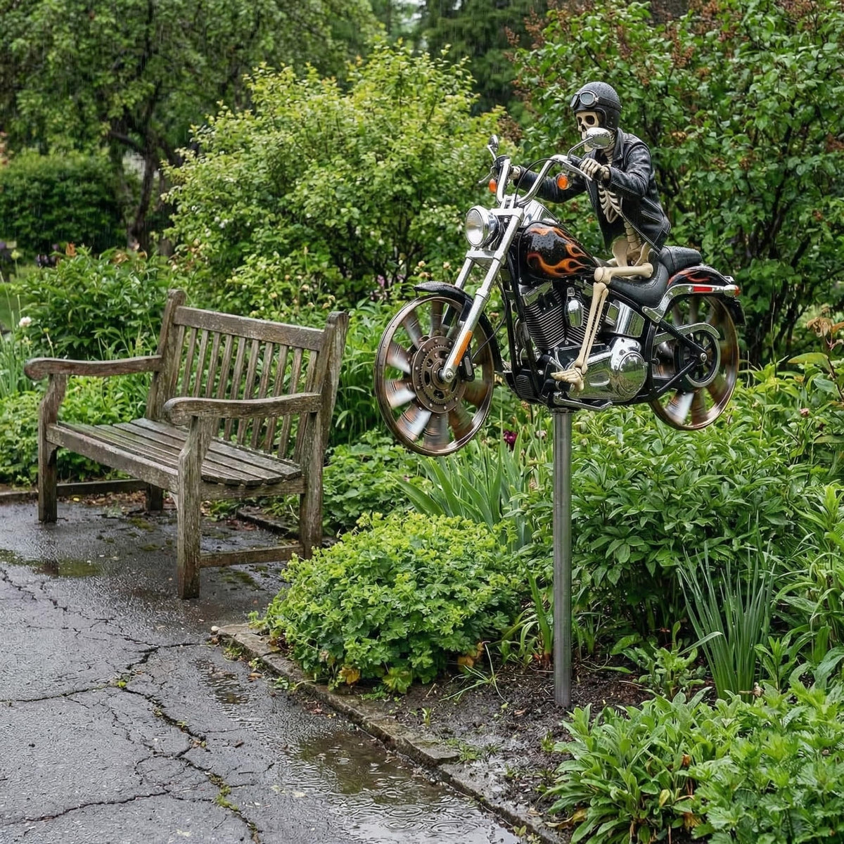 GRAYSTAR eye-catching garden art, green tractor wind spinner enhances landscape interest.