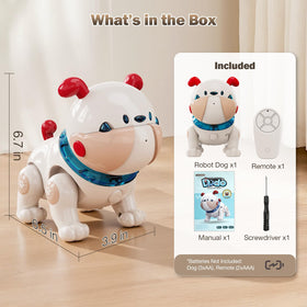 Great Dachong musical crawling dog toy, sleep mode illustration for calm bedtime routines.