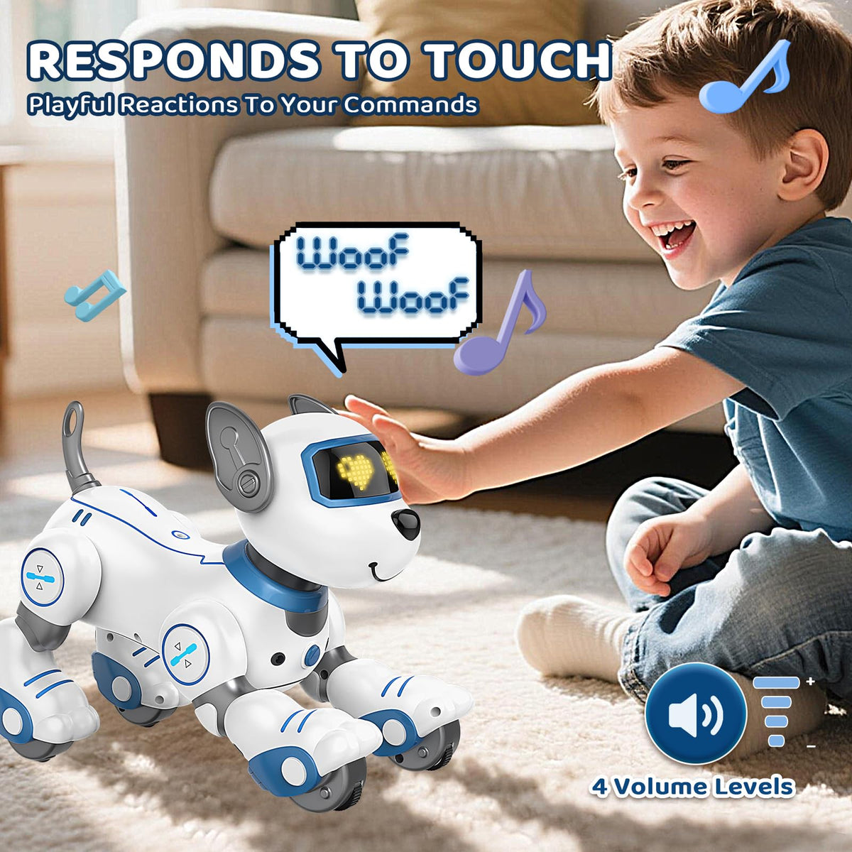 Great Dachong robot dog toy bow and sit in playful poses