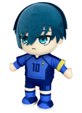 Great Eastern Blue Lock Rin Itoshi jersey plush, side view, soft polyester texture for comfort.