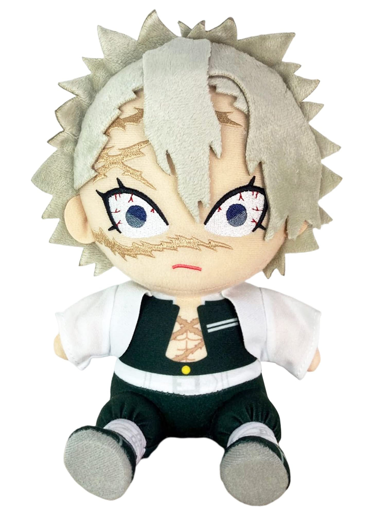 Great Eastern Demon Slayer Sanemi Shinazugawa sitting plush ready for display.