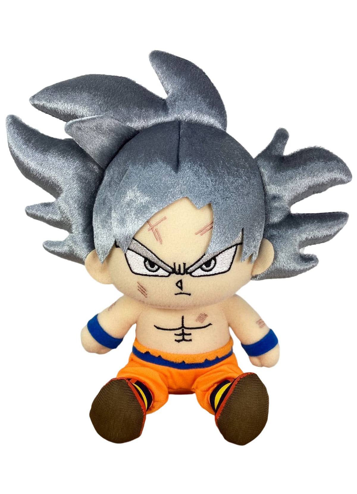 Great Eastern Entertainment Dragon Ball Super Goku Ultra Instinct plush, soft and collectible for display or cuddling.