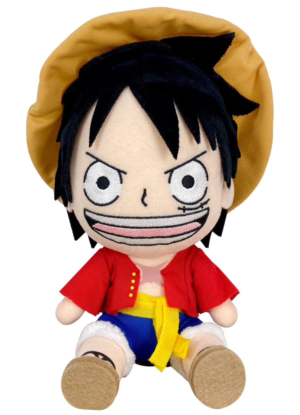 Great Eastern Entertainment Monkey D. Luffy plush in Zou Arc sitting pose for shelf decor or gift