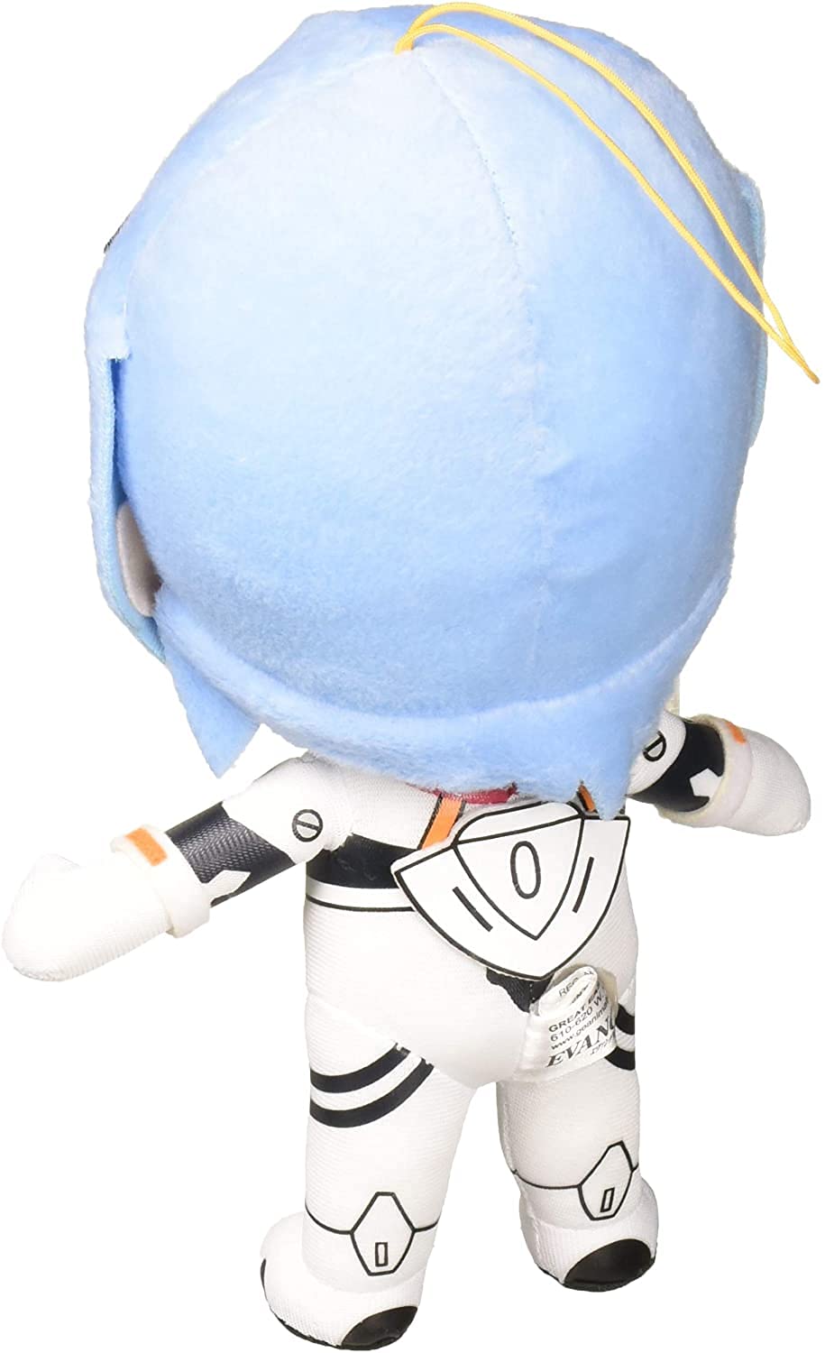 Great Eastern Rei plugsuit plush face detail, 8-inch height for desk or shelf display