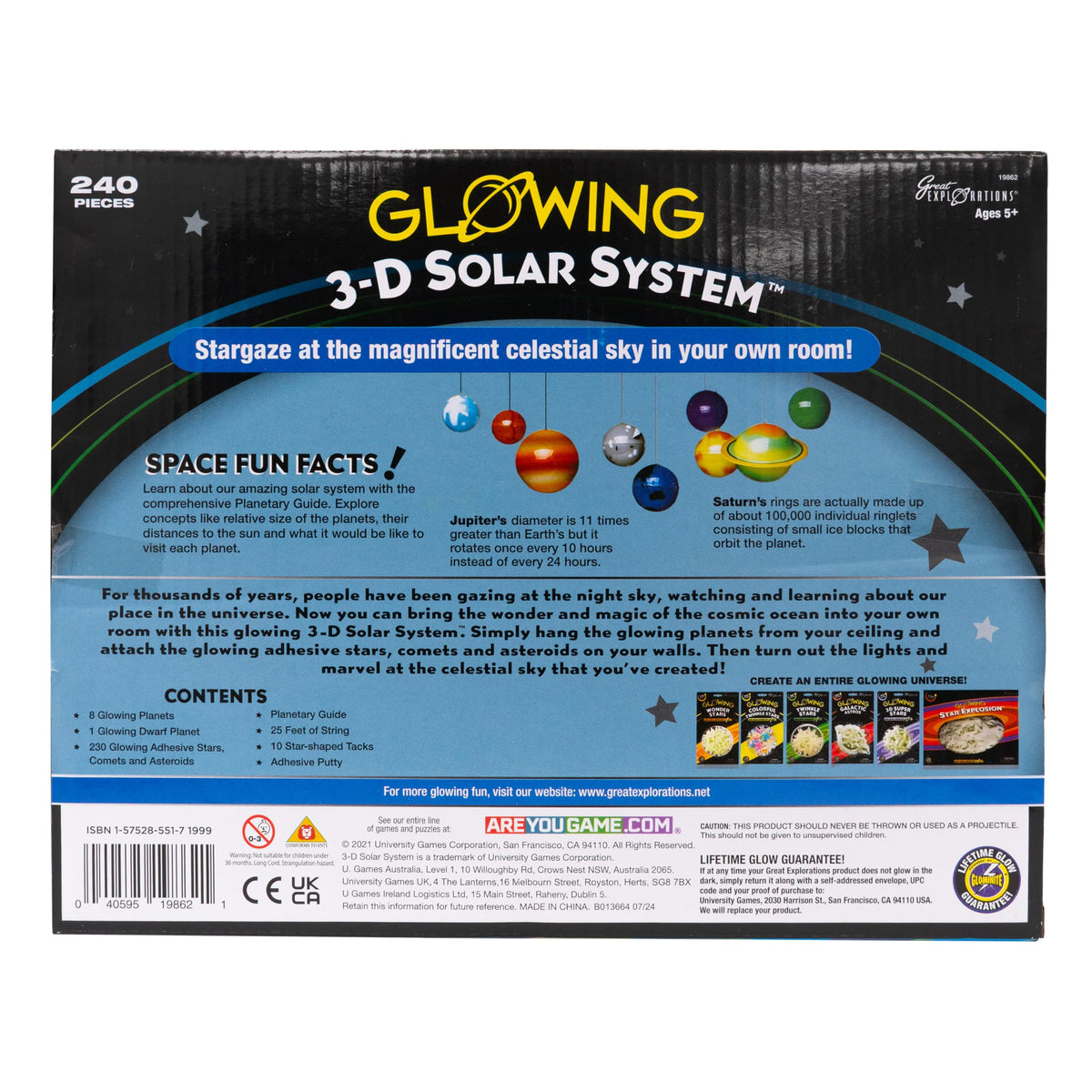 Great Explorations ceiling hanging kit yields a vivid night sky backdrop.