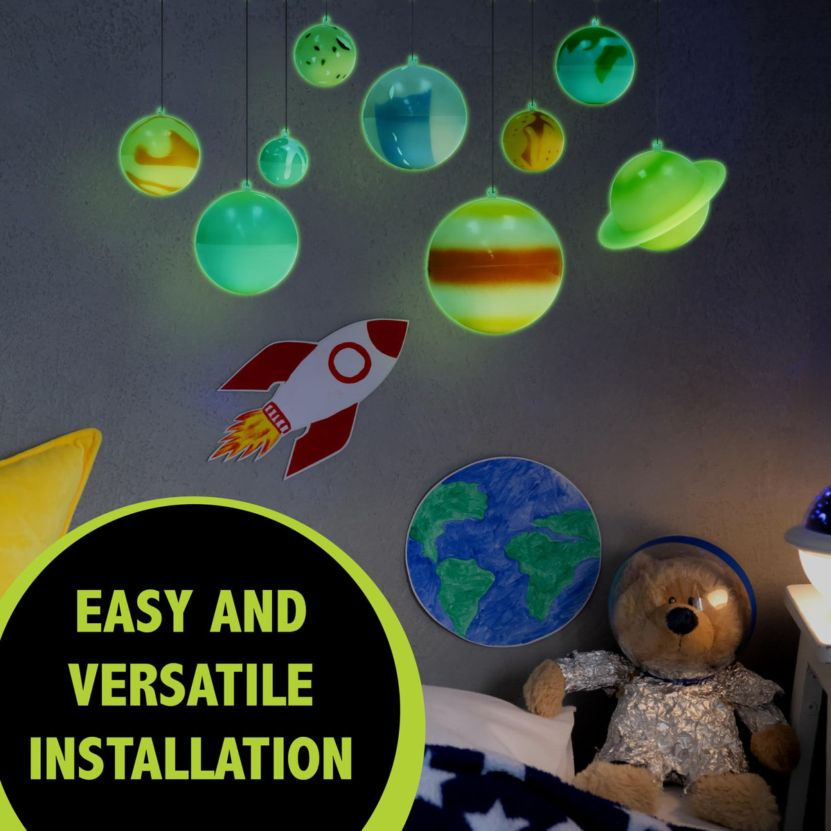 Great Explorations crystal push pins secure decorations without wall damage.