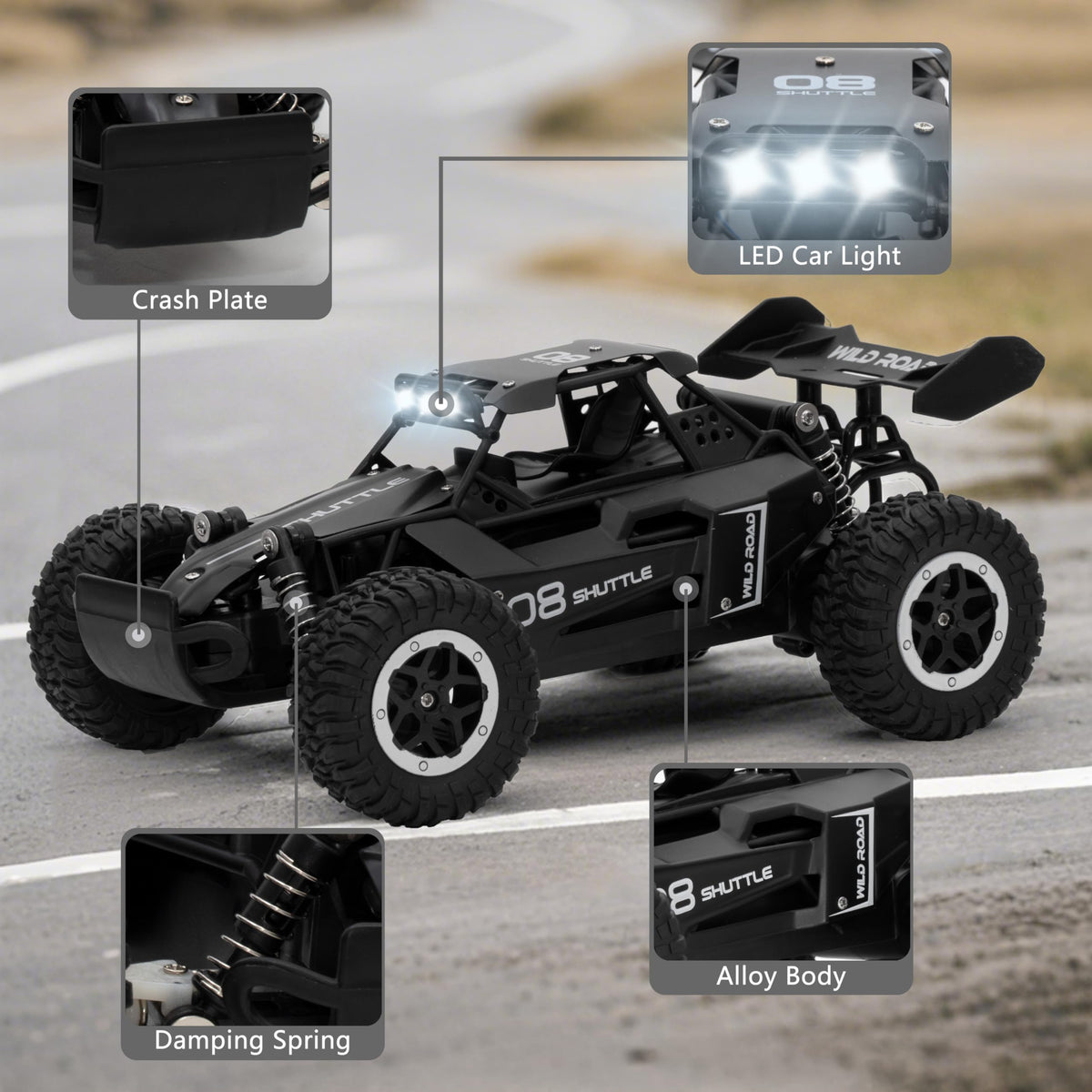 Great-JUNAMT RC car USB charging with two batteries supports long sessions.