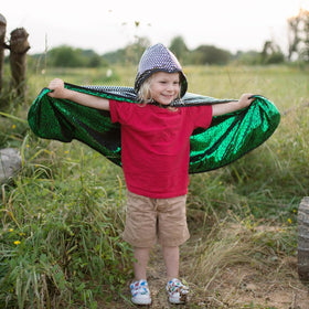 Great Pretenders cape with Velcro neck closure, easy on and off.
