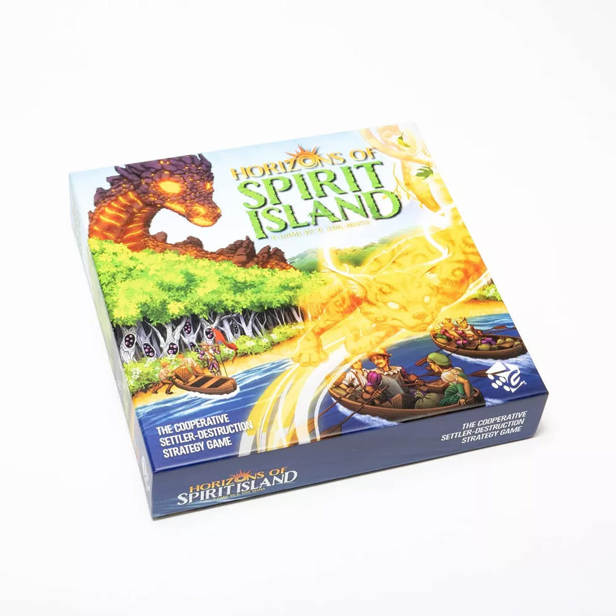 Greater Than Games Horizons of Spirit Island cooperative play setup promoting teamwork.