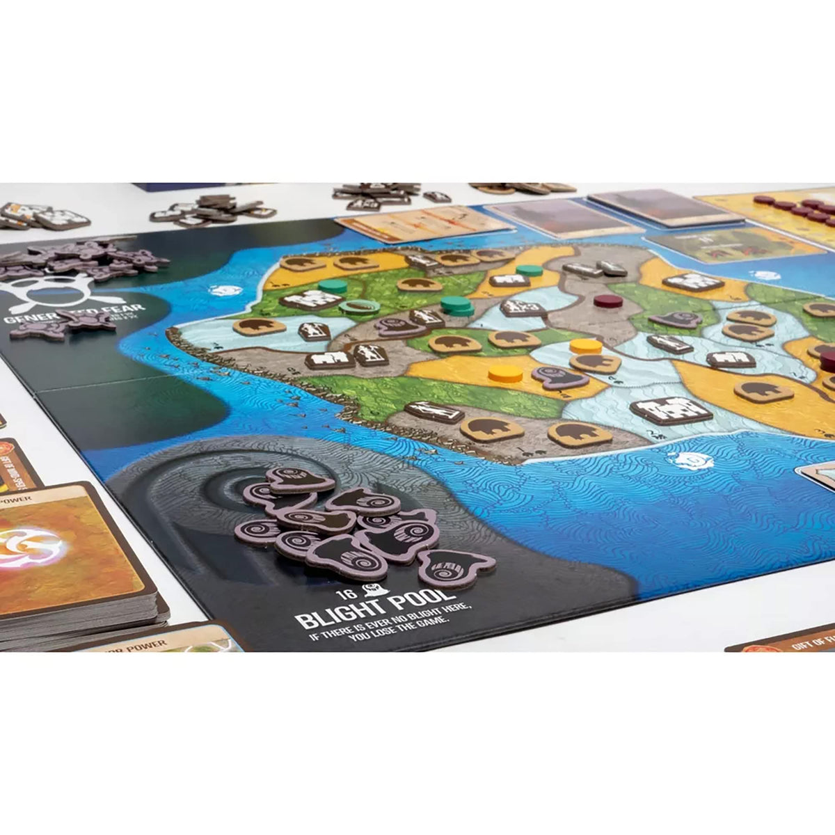 Greater Than Games Horizons of Spirit Island player board to manage island defenses.