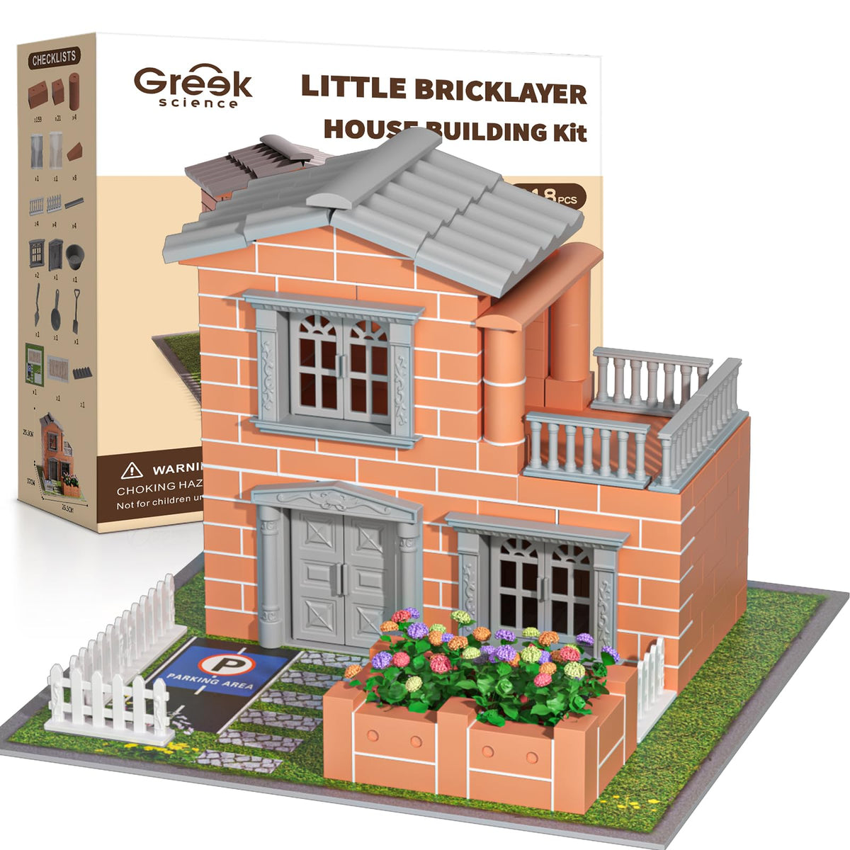 Greek Science Mini House bricks close-up enhances hands-on learning.