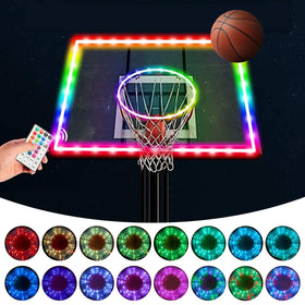 Green Bean LED rim light illuminates the hoop edge for night play