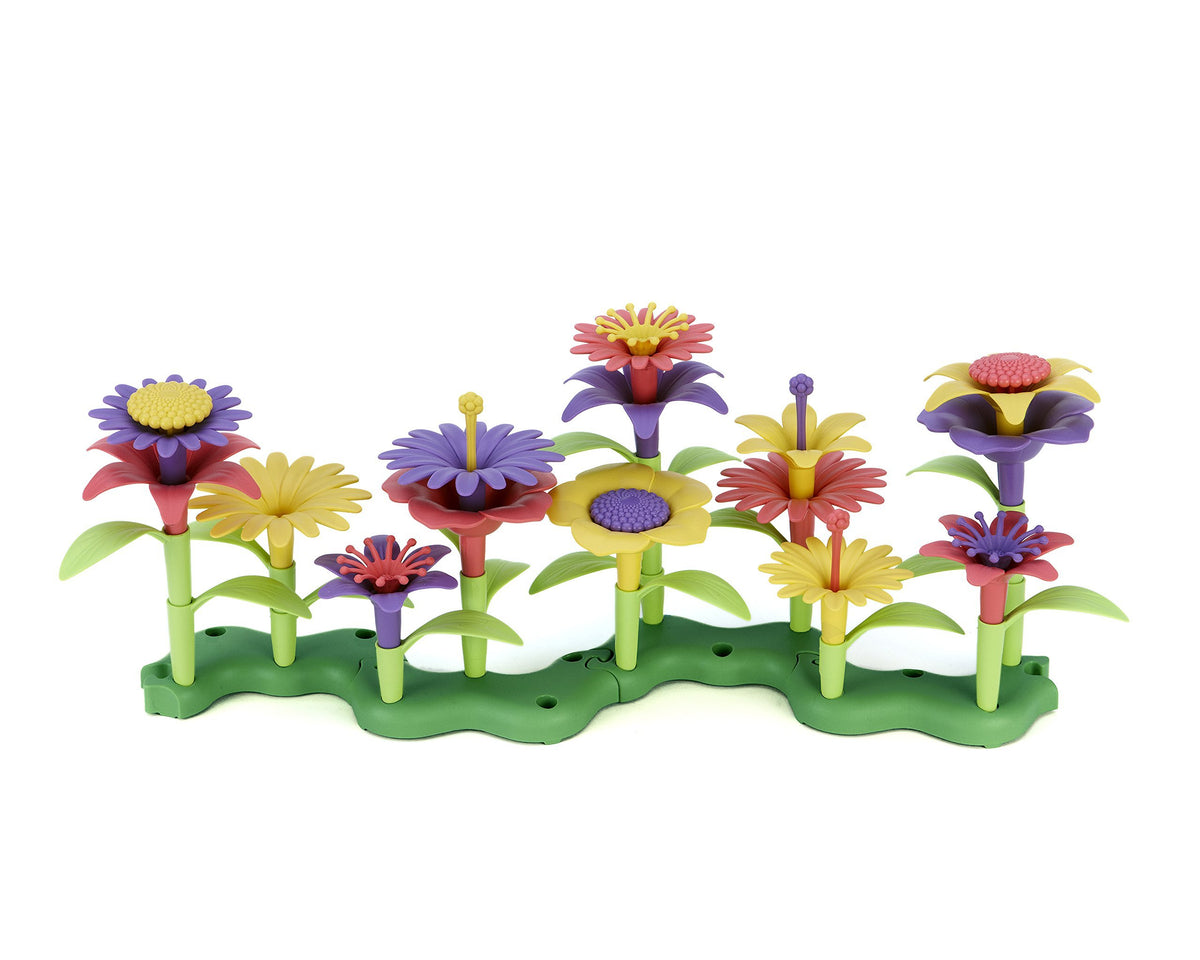 Green Toys Build-a-Bouquet base pieces for simple stacking and creative pretend play.