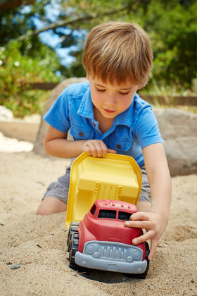 Green Toys Dump Truck easy to clean and dishwasher safe.