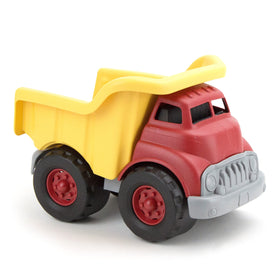 Green Toys Dump Truck dumper in action boosts motor skills and pretend play.