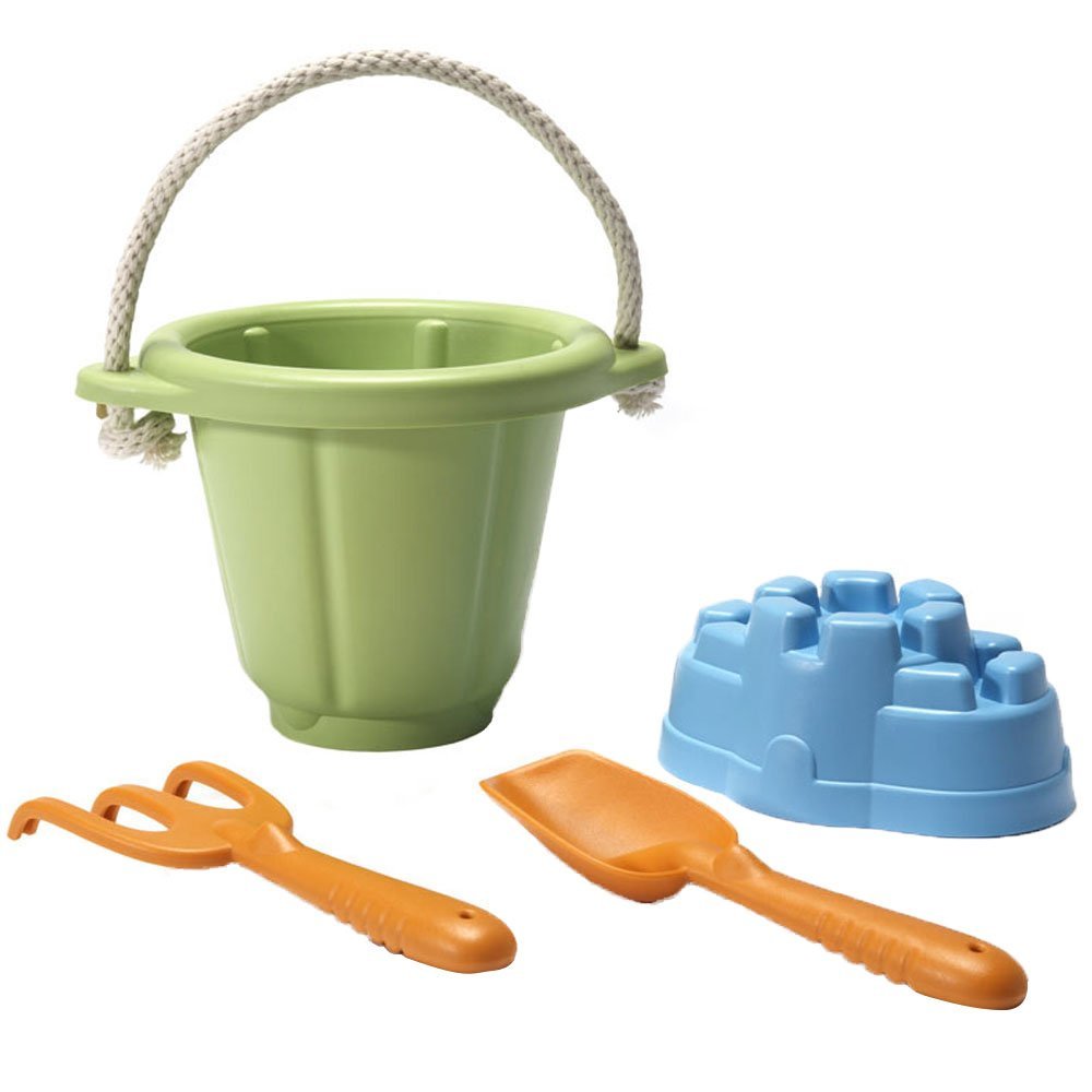 Green Toys sand play set bucket for durable beach and sandbox play