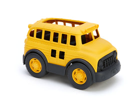 Green Toys School Bus Yellow with open roof for easy passenger loading and play.