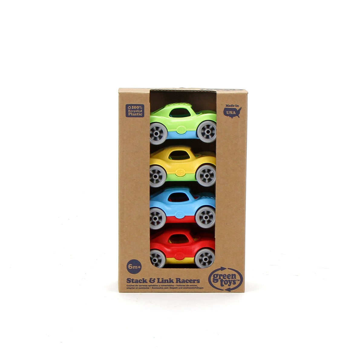 Green Toys Stack & Link Racer dishwasher safe for quick cleaning after play