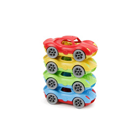 Green Toys Stack & Link Racer linked cars forming a chain for cooperative play and sharing
