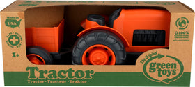 Green Toys Tractor orange front view with chunky tires for versatile indoor and outdoor play.