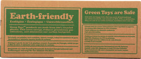 Green Toys Tractor orange rear trailer attached for expanded pretend play setups.